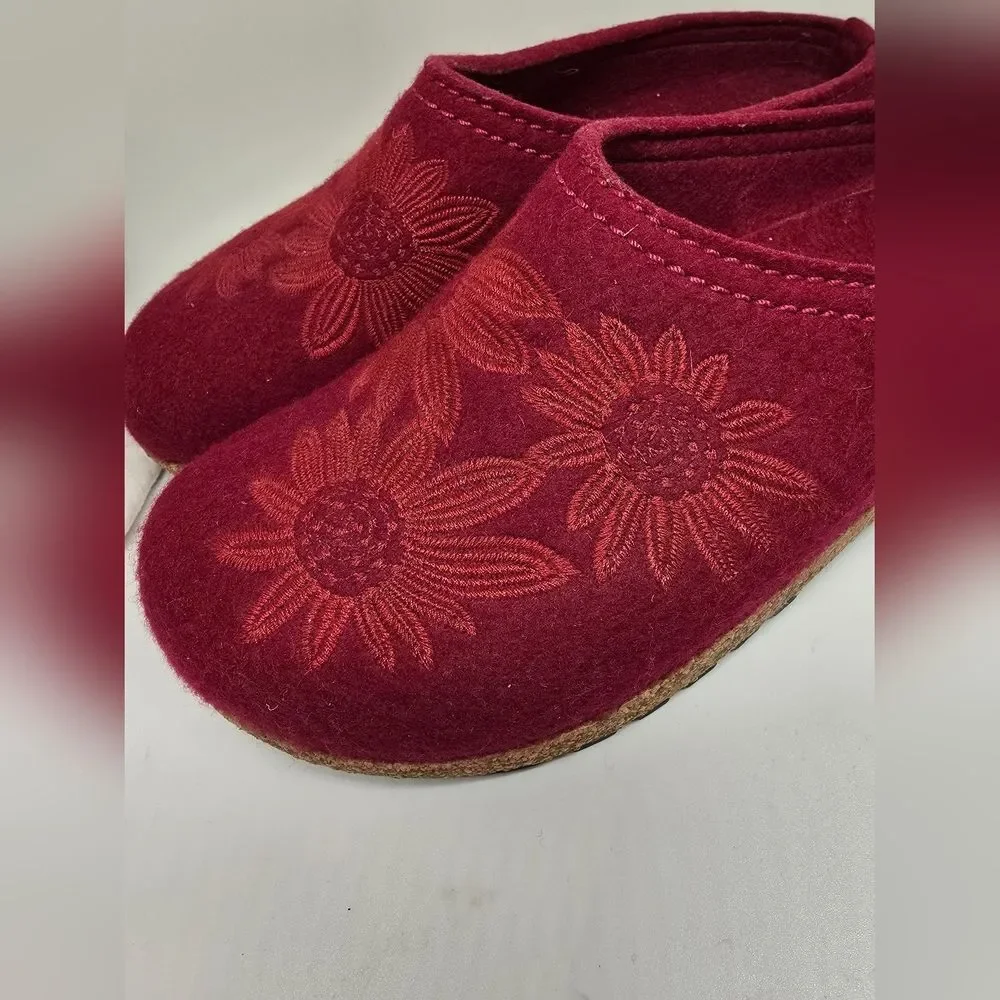 VGUC Haflinger 100% Wool Women's Burgundy Clogs 8 - 8 1/2"  39 Hard To Find - Picture 9 of 10